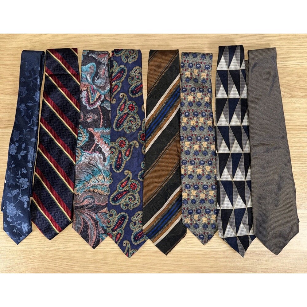 Lot of 8 Men's Designer Ties Liberty of London The Met Trussardi Vintage